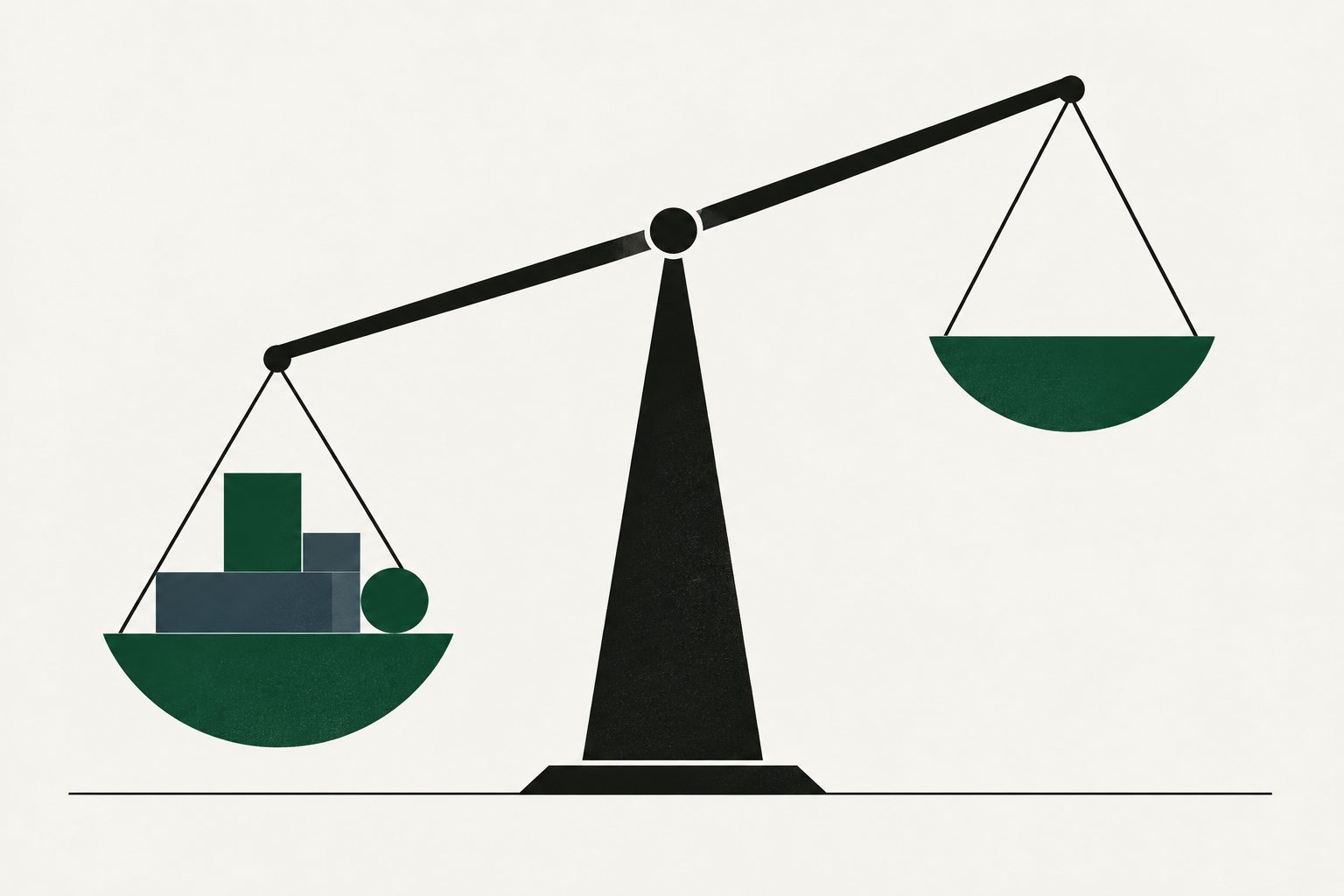 Abstract illustration of an unbalanced scale
