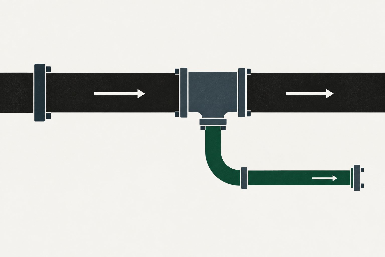 Abstract illustration of a pipeline with a diverted branch